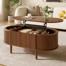 Mesa de Centro Elevatória com Design Canelado Moderno
