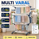 Varal de Chão Dobrável 3 Andares com Cabideiro Rodinhas Suporta 48kg Organizador Roupa