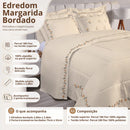 Kit Edredom Bordado 100% Algodão 180 Fios