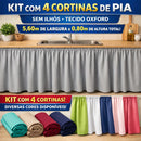 Cortina de Pia para Cozinha Kit 4 Folhas Sem Ilhós Oxford 5,60m x 0,80m