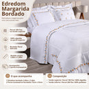 Kit Edredom Bordado 100% Algodão 180 Fios