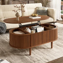 Mesa de Centro Elevatória com Design Canelado Moderno